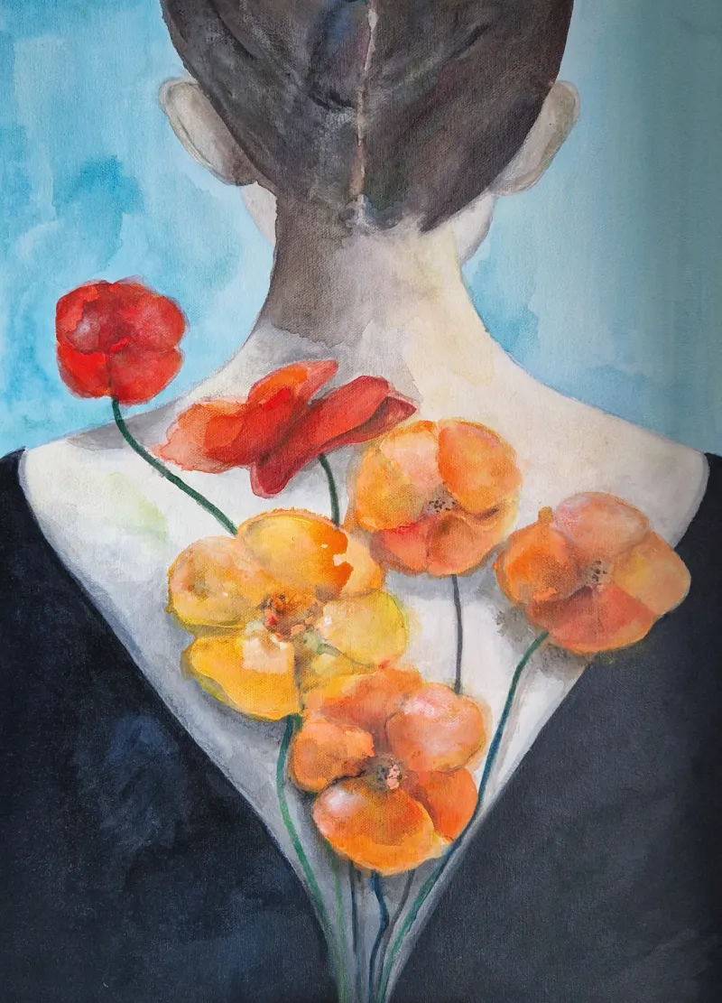 She Loves Poppies - Acrylic on canvas (50x70cm)
